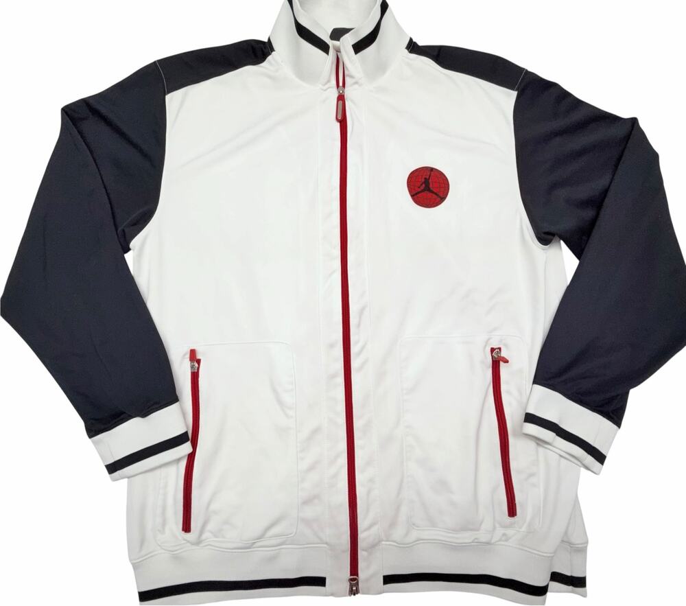 Jordan Jumpman Men’s XL Track Jacket White Black Red Full Zip Graphic